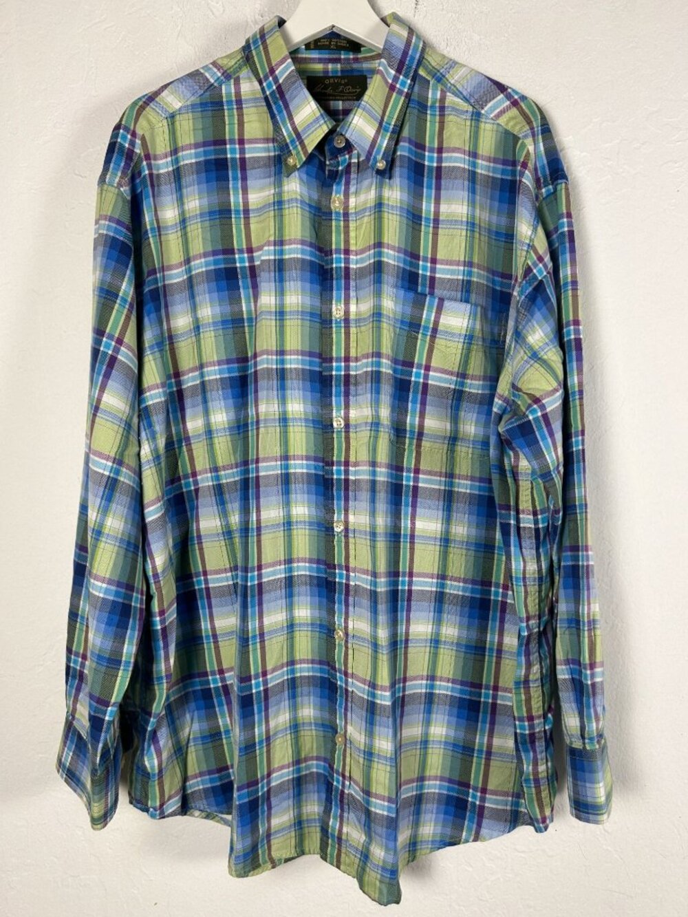 Orvis Charles F Orvis Signature Collection Plaid Button Down Shirt Mens XL Blue